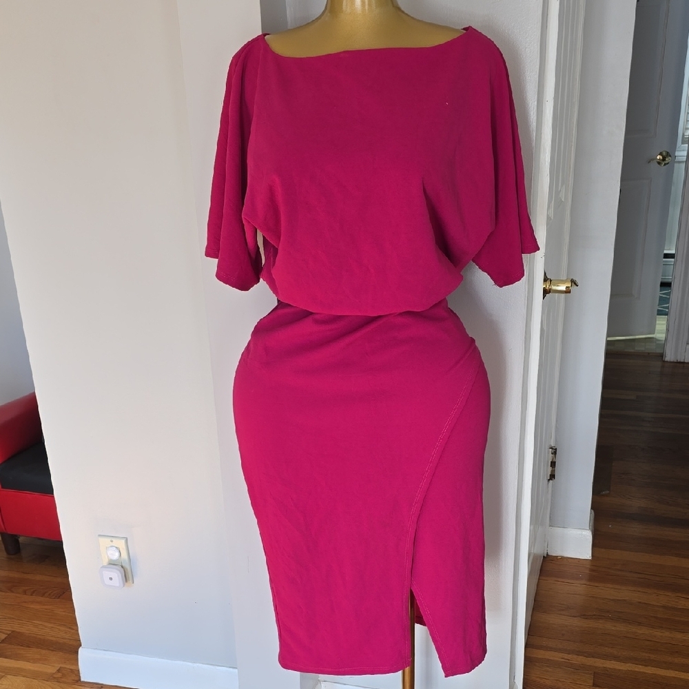 Women's Fuchsia Boatneck Dress